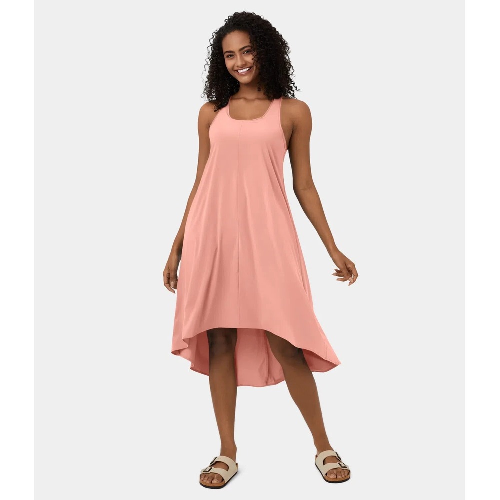 Halara Backless Racerback Side Pocket High Low Flowyβ Midi Quick Dry Dress Sz M